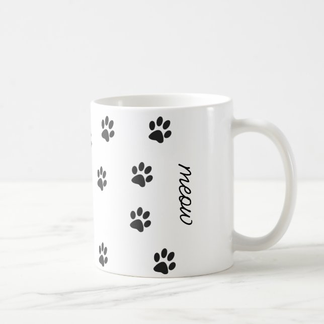 Mug Poignées Meow et chat noir blanc (Droite)