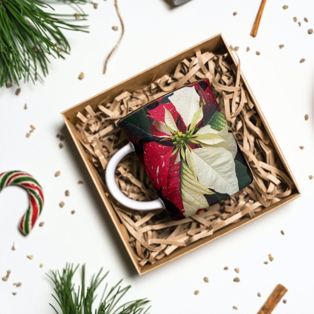 Mug Poinsététie florale rouge et blanche (In Situ Holidays)