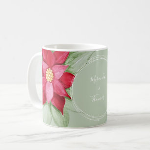 Mug Poinsettia de Noël Aquarelle Peinte à la main