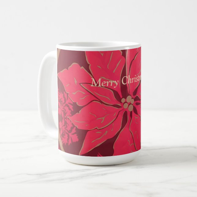 Mug Poinsettia de Noël élégant -  (Devant gauche)