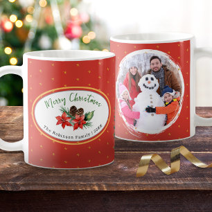 Mug Poinsettia de Noël personnalisé pour famille