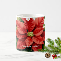 Poinsettia de Noël Rouge Férié Personnalisé