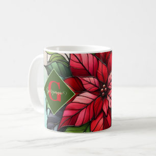 Mug Poinsettia en verre de Fête personnalisée