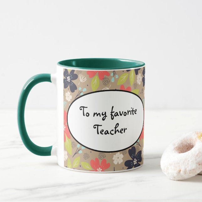 Mug Poinsettia Rouge Blanc Marine (Avec donut)