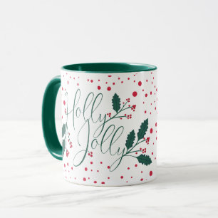 Mug Poinsettia rouge très verte de houx de baie de