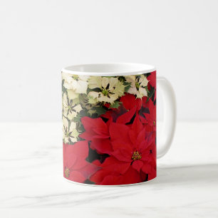 Mug Poinsettias blancs et rouges I Floral fête