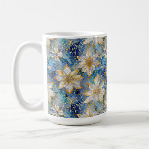 Mug Poinsettias de Noël Blanc Bleu