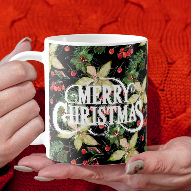 Mug Poinsettias et Berries Noël (Créateur téléchargé)