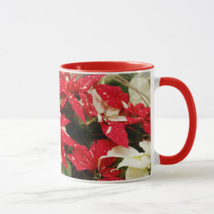 Mug Poinsettias Festive Rouge Blanc Floral