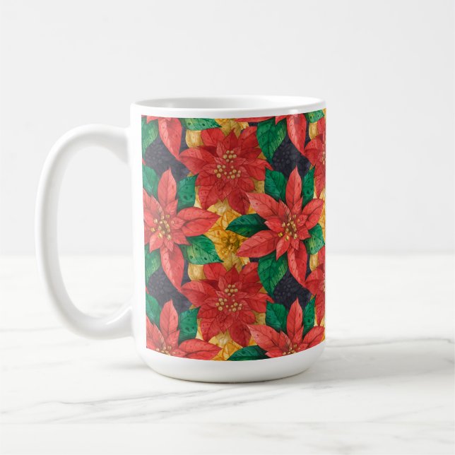 Mug Poinsettias Fête de Noël Florale (Gauche)
