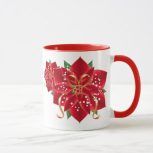 Mug Poinsettias roux de Noël