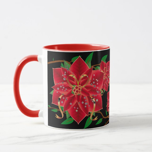 Mug Poinsettias roux de Noël (Gauche)