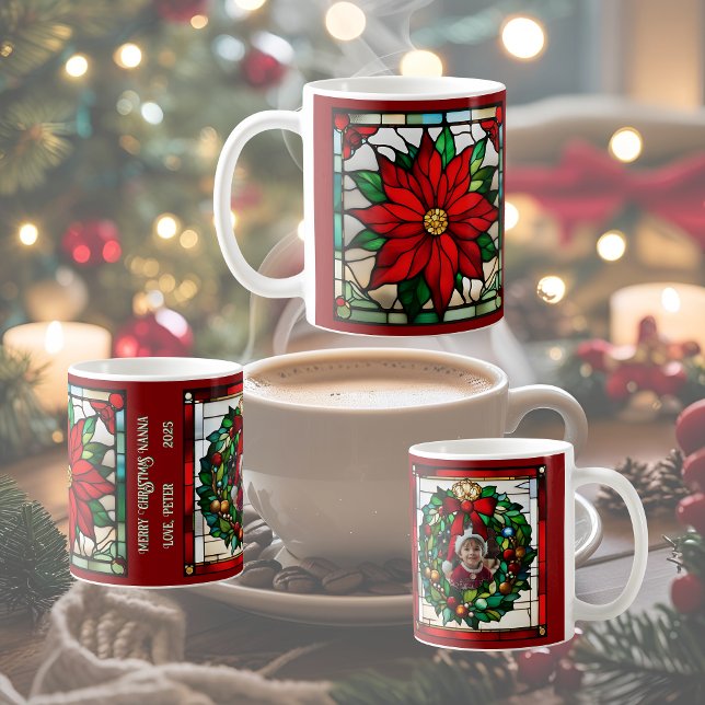 Mug Poinsettias Uniques Faux Verre Trait (Créateur téléchargé)