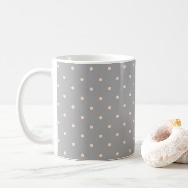Mug Point blanc fond gris élégant pois pois pointillé (Avec donut)