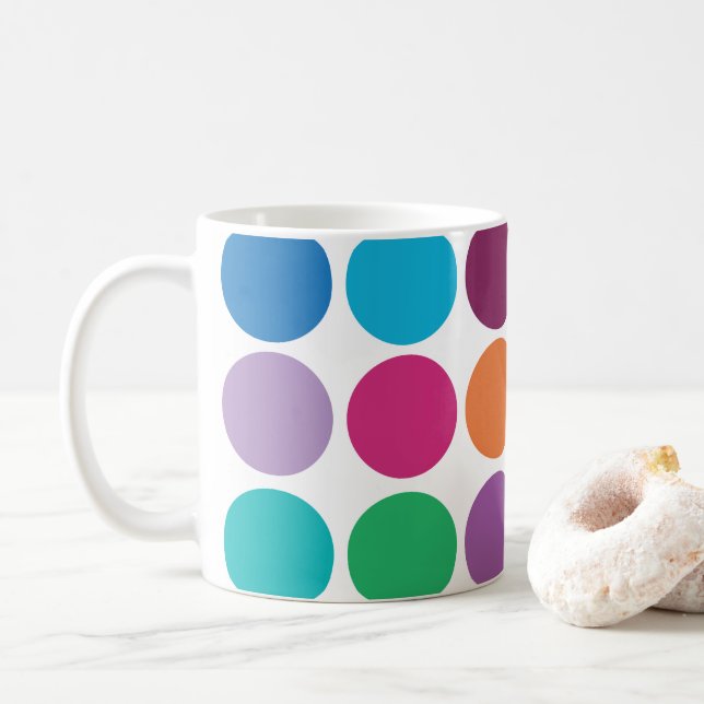 Mug Pointe Polka colorée moderne (Avec donut)