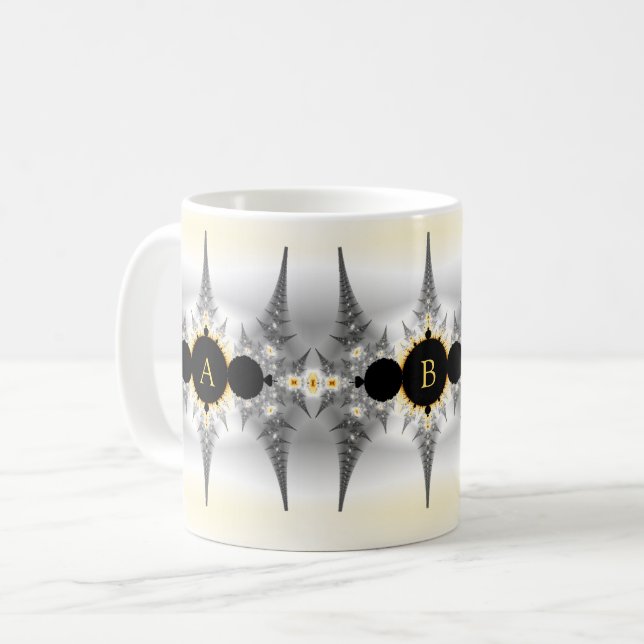 Mug Pointes fractales en argent monogrammées (Devant gauche)