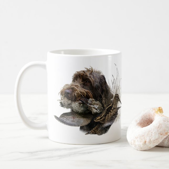 Mug Pointeur à poils durs Griffon, Chasse à la bécasse (Avec donut)