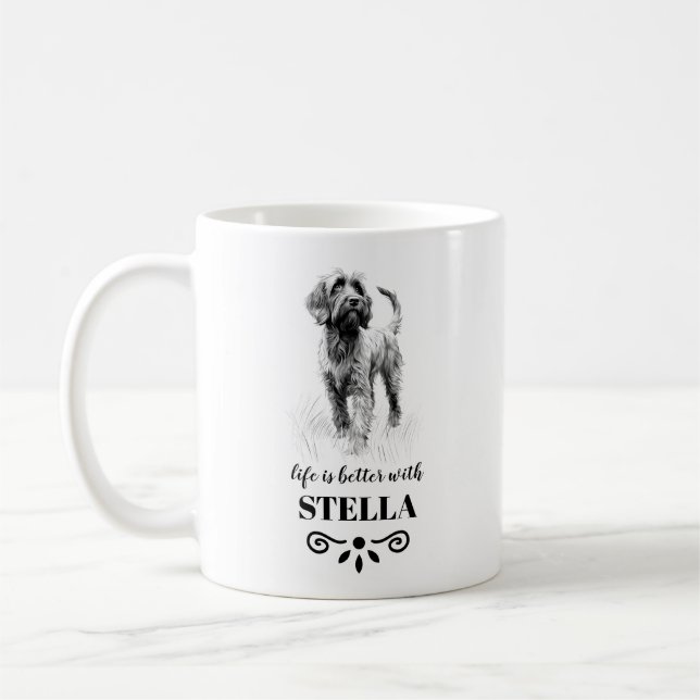 Mug Pointeur à poils durs Griffon Nom personnalisé du  (Gauche)