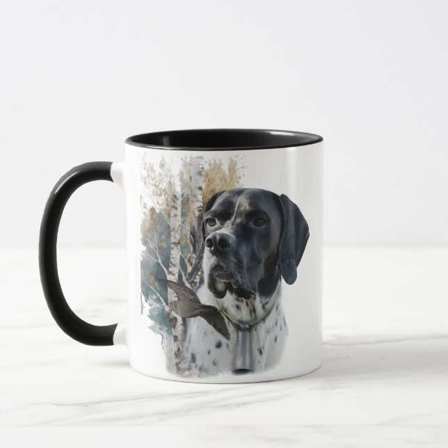 Mug Pointeur anglais, Saison de chasse en bois, Art (Gauche)