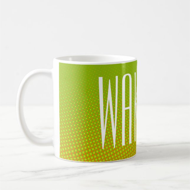 Mug Points amusants Motif vert orange + votre texte (Gauche)