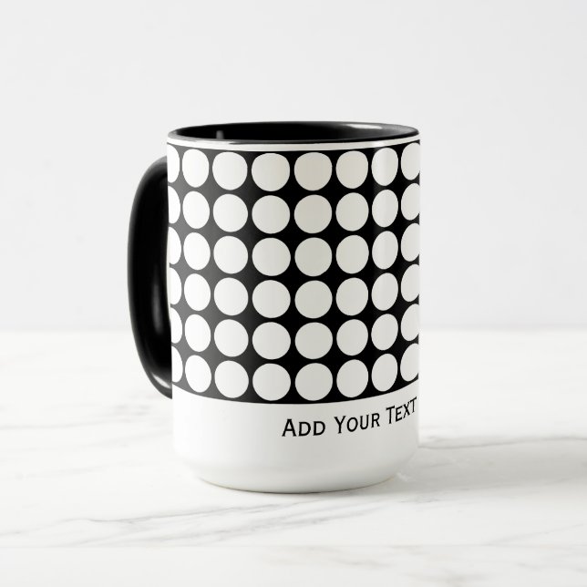 Mug Points Blancs Minimaux sur Fond Noir Uni (Devant gauche)