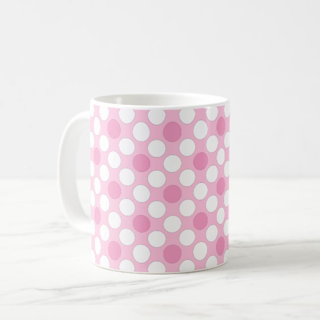 Mug Points blancs roses rétro (Devant gauche)