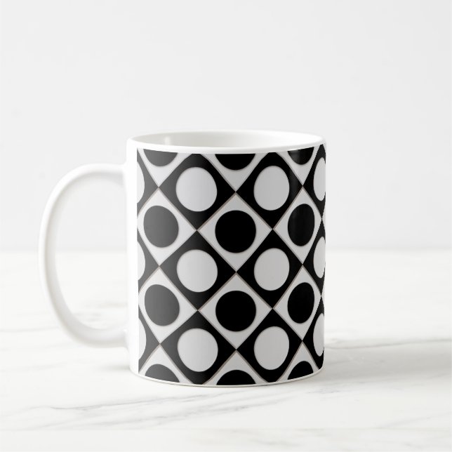 Mug Points & Carrés / noir blanc + vos idées (Gauche)