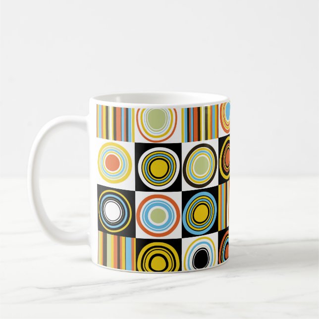 Mug Points colorés, cercles, rayures arrière - plan. (Gauche)