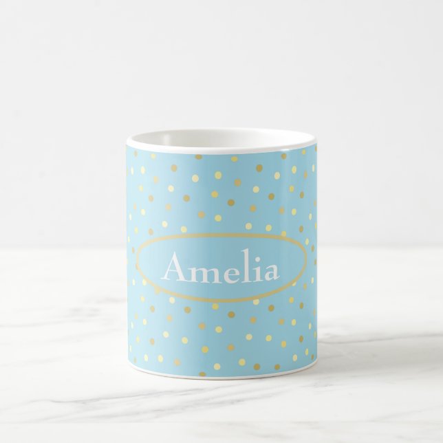 Mug Points Confetti en Or Bleu Pastel (Centre)