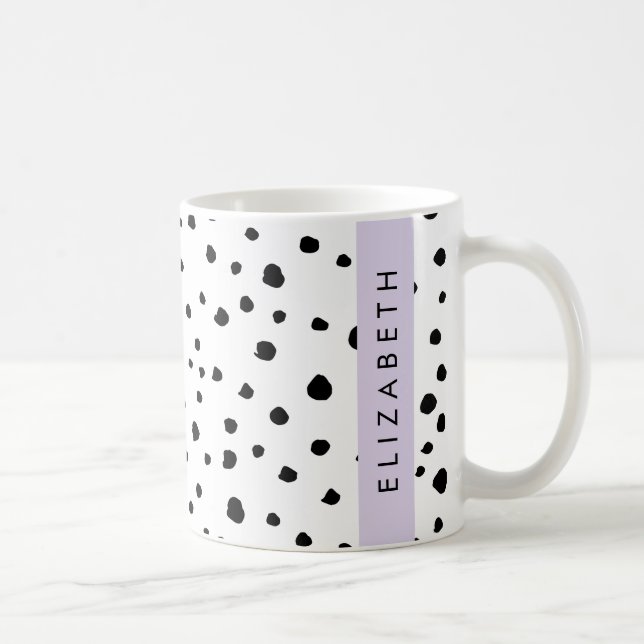 Mug Points dalmatiens, Spots, Noir et Blanc, Votre nom (Droite)
