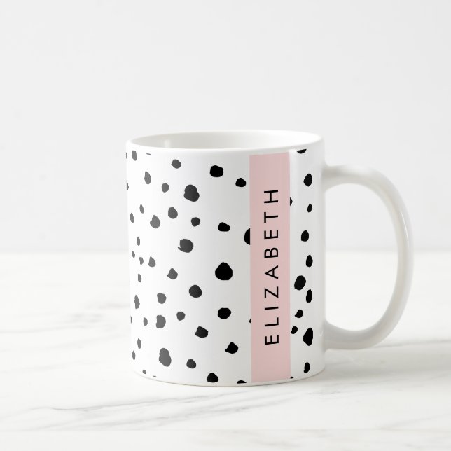 Mug Points dalmatiens, Spots, Noir et Blanc, Votre nom (Droite)