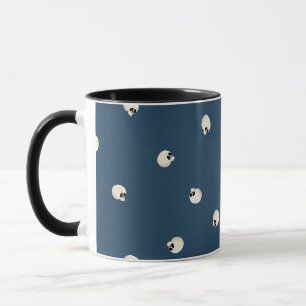Mug Points de crâne Kawaii mignons aléatoires bleu fon