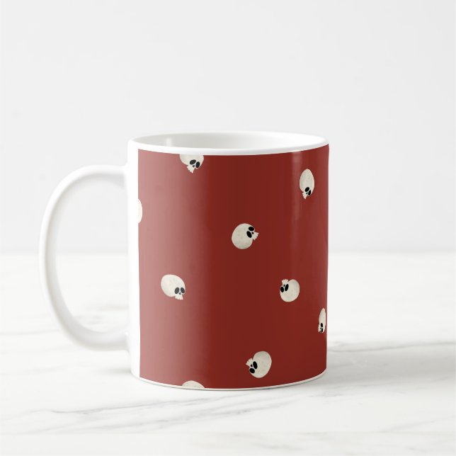 Mug Points de crâne Kawaii mignons aléatoires rouges (Gauche)
