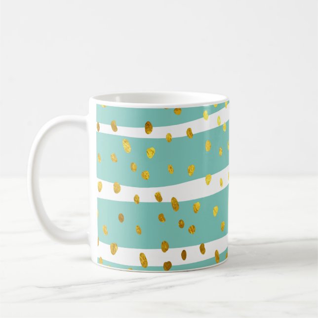 Mug Points d'or et rayures : Motif élégant (Gauche)