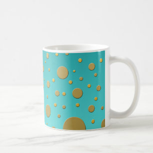 Mug Points dorés modernes sur motif turquoise