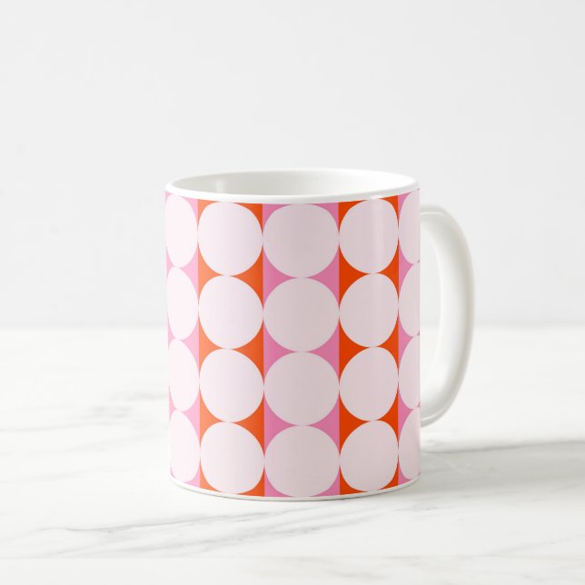 Mug Points et rayures ludiques - rouge et rose (Devant droit)