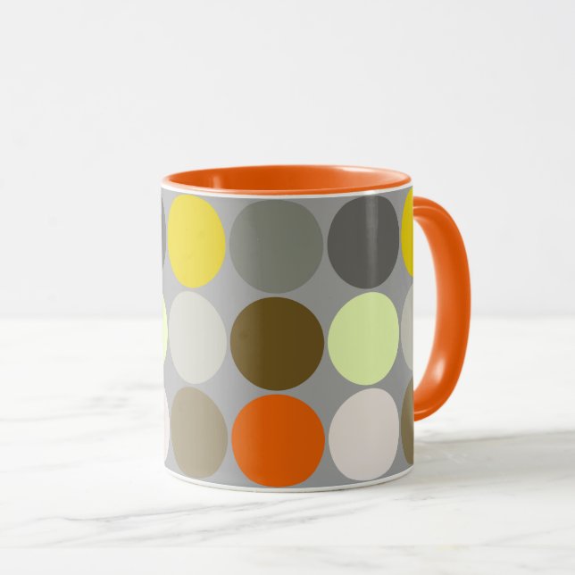 Mug Points géants du milieu du siècle, gris, or et ora (Devant droit)
