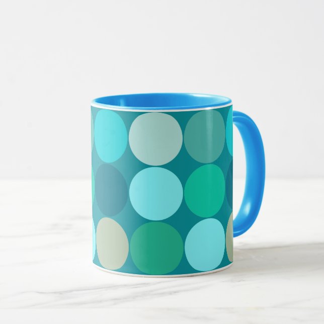 Mug Points géants du milieu du siècle, Turquoise, Aqua (Devant droit)