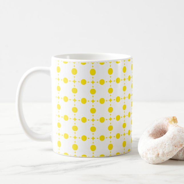 Mug Points jaunes, Motif à pois, Pois, Pointillé (Avec donut)