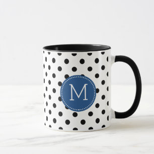 Mug Points noirs et blancs avec accents bleu marine