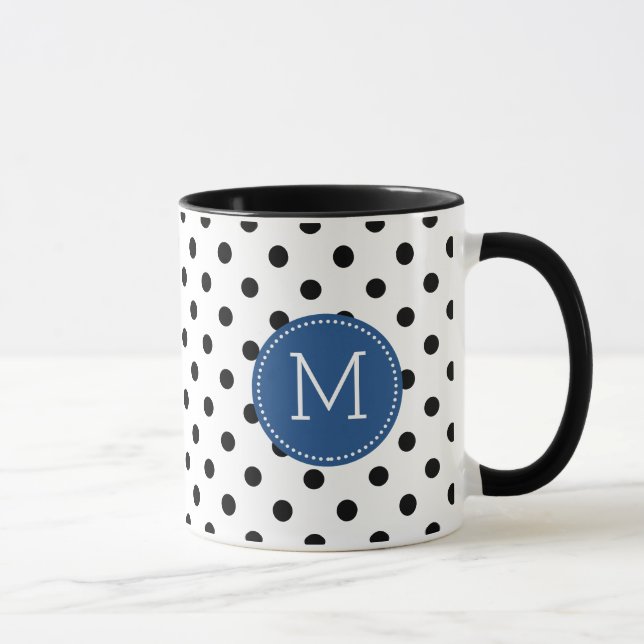 Mug Points noirs et blancs avec accents bleu marine (Droite)