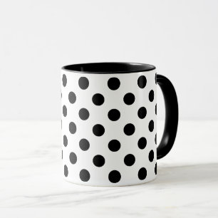 Mug Points Polka des Années 50 Noir sur Blanc 