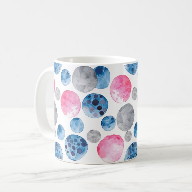 Mug Points roses bleus gris (Devant gauche)