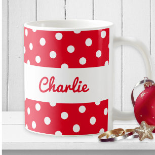 Mug Points rouges personnalisés Nom personnalisé Rétro