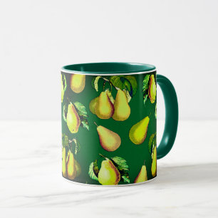 Mug Poire éparpillée Imprimer sur vert émeraude