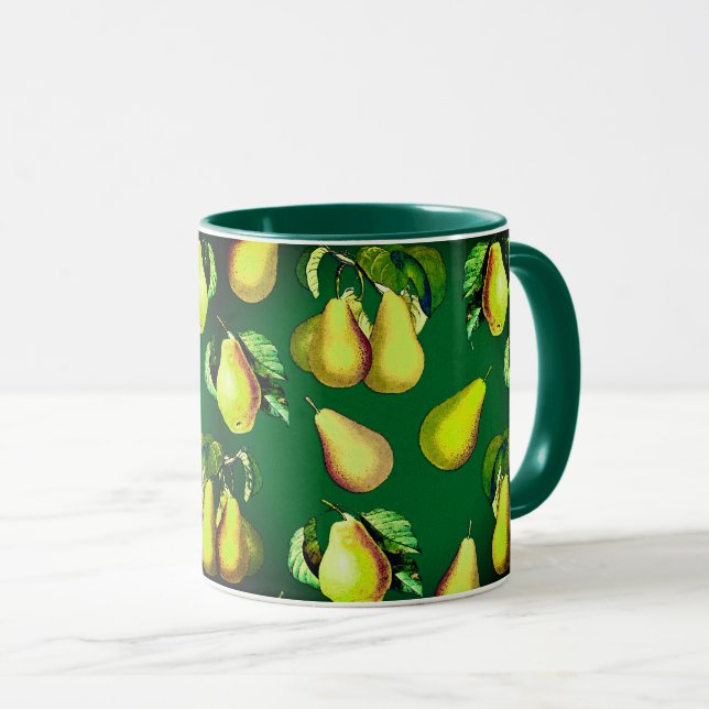 Mug Poire éparpillée Imprimer sur vert émeraude (Devant droit)