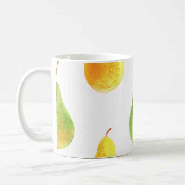 Mug Poires dessinées à la main, aquarelle image alimen (Gauche)