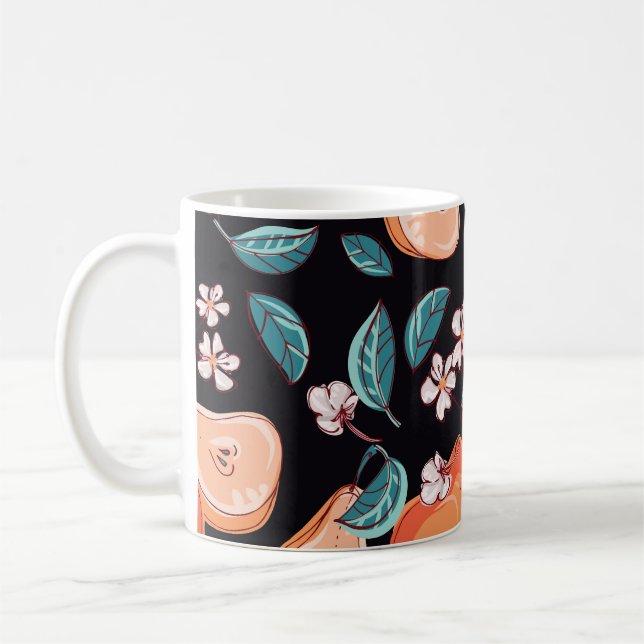 Mug Poires juteuses : motif de fruits dessiné à la mai (Gauche)