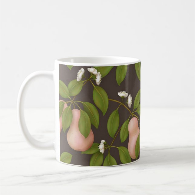 Mug Poires roses (marron foncé) (Gauche)