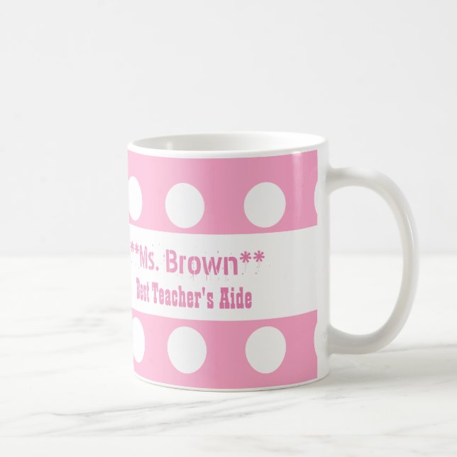 Mug Pois A12 de rose de l'AIDE du meilleur PROFESSEUR (Droite)